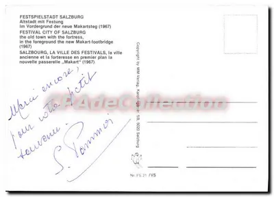 Salzbourg — vue panoramique avec la forteresse et le nouveau Makartsteg — MM Verlag, n° FS 21 / VS — Verso