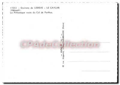 Okręgi LODEVE — LE CAYLAR — Trasa do Colu Perthus — Wydawnictwo "S.L." Lyon/Villeurbanne — Rewers