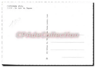 Perpignán — Un rincón del Square — Ediciones S.L. Lyon — Reverso
