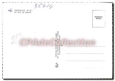 Perpignan — Un rincón del Square — Ediciones Schetter Lucien — Reverso