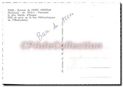 Cume do Mont Ventoux — Efeito de geada sobre a torre meteorológica — Éditions SL Lyon — Verso