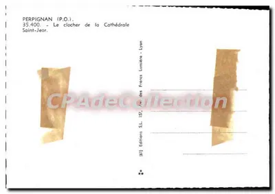 Perpignan (P.O.) — El campanario de la Catedral de San Jorge — Ediciones S.L. Lyon — Reverso