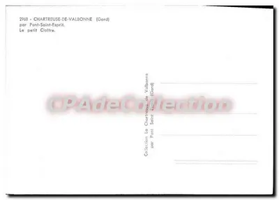 Современная открытка Картруш де Вальбонн пар Понс Сен-Эсприт Ле Петит Клоитр — Оборотная сторона