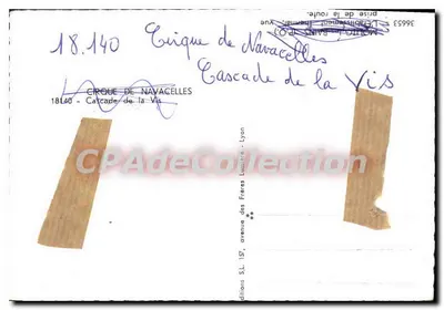 Bilhete postal moderno Circo de Navacelles - Cachoeira da Vis — Verso