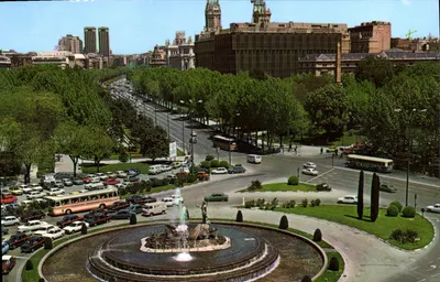 Madrid — Panoramique de la Plaza de Cánovas del Castillo et Salón del Prado — A. Furrant & Co.