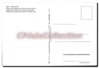 Madrid — Plaza del Descubrimiento de América — éditeur Vicente Martinez — Verso
