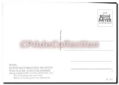 Bilhete postal moderno Museu Histórico de Arte Tesouro Mundano A Garrafa de Nascimento Imperial O Batismo fon — Verso