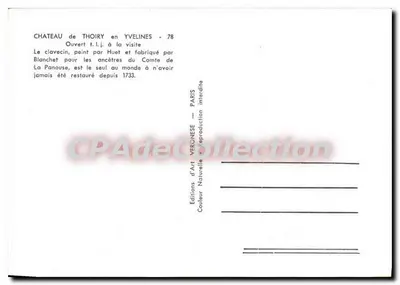 Bilhete postal moderno Castelo de Thoiry nas Yvelines Aberto O clavicórdio pintado por Huet e fabricado por Blanchet — Verso