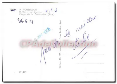 Bilhete postal moderno Le Roussillon Saint Martin du Canigou Vierge de la Souterraine — Verso