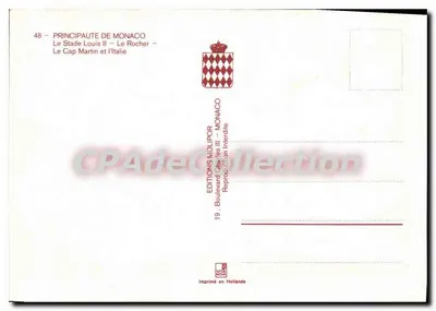Stadion Louis II - Le Rocher - Le Cap Martin i Włochy — Wydawnictwo Molipor — Rewers