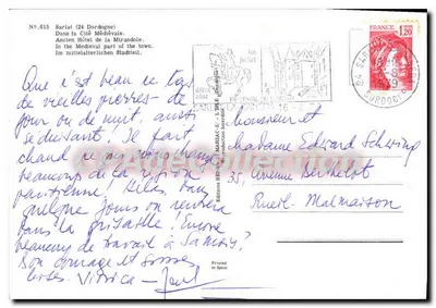 Sarlat (24 Dordogne) — Antigo Hotel da Mirandola — Edições HERBAC-S°-L. Déf. Produção Proibida — Verso