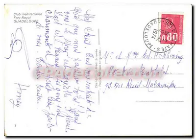 Piscine du Club Méditerranée — Fort-Royal, Guadeloupe — éditeur inconnu — Verso