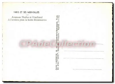 Đường Hoche và Friedland — Phía sau là đồi Montmartre — Nhà xuất bản André Leconte, Paris — Mặt sau