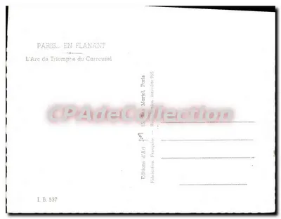 Paris — Arc de Triomphe du Carrousel — Éditions d'Art Martié, Paris — Verso