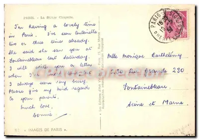 La Sainte-Chapelle — Paris — Éditions d'Art VVon — Verso