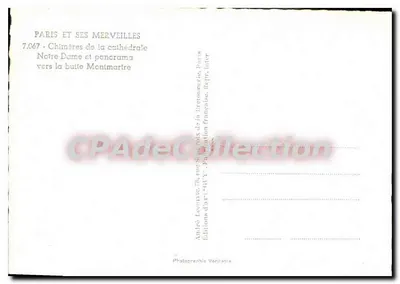 Paris e suas maravilhas — Chiméricas da catedral Notre-Dame e panorama em direção à butte Montmartre — Éditions Véritabia — Verso