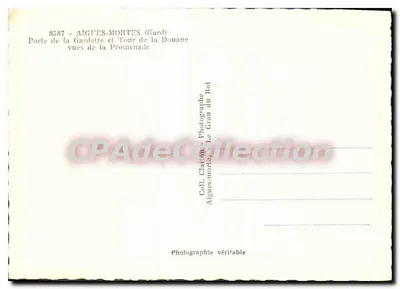 Aigues-Mortes (Gard) — Porta da Gardette e Torre da Alfândega — Call. Clartion — Verso