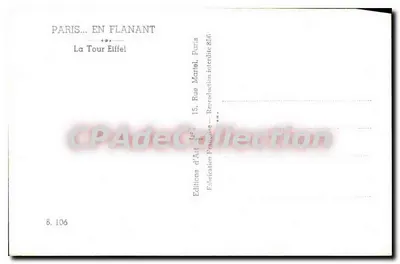 Paryż — Wieża Eiffla — Wydawnictwo Art Jeël, n° 8.106 — Rewers