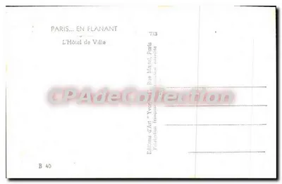 Parigi — L'Hôtel de Ville — Edizioni d'Arte 'Yvan' — Verso