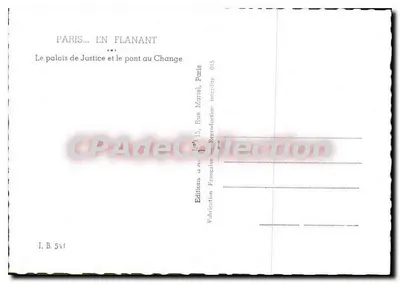 Paryż — Pałac Sprawiedliwości i most Change — Wydawnictwo J. Martial, Paryż — Rewers
