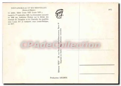 Fontainebleau - Salão Luís XIII — Editor GUY, n° 5972 — Verso