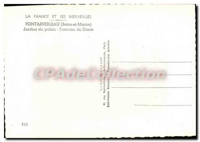 Fonte de Diane em Fontainebleau — Jardins do Palácio — Editor GUY n°910 — Verso