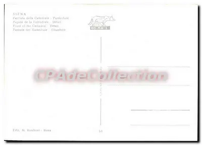 Sienne — Façade de la cathédrale — détail — Ediz. M. Romboni, Sienne, n° 50 — Verso