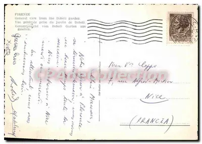 Yarı modern kartpostal Firenze Genel Görünüm Boboil Bahçesinden — Arka yüz