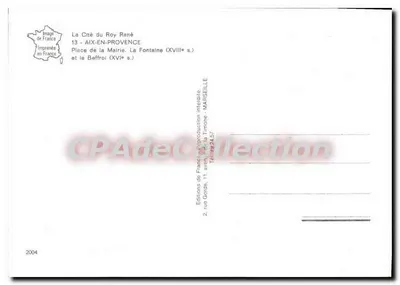 Aix-en-Provence — Praça da Prefeitura e o Sino (século XVI) — Éditions de France, Marselha — Verso