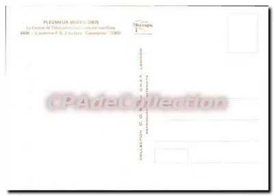 Antena P.B. 2 tipo Cassegrain — Pleumeur-Bodou — edição Brezagne — Verso