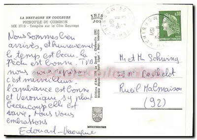 Tempestade na Costa Selvagem — Quiberon — Edições de Arte Jos. Châteaulin — Verso