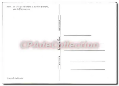 Wioska Evolène i Dent Blanche — widok z Planmayens — Wydawnictwo Martigny — Rewers
