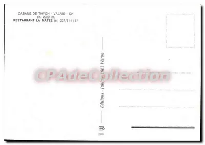 Cabana de Thyon - Valais — Restaurante La Matze — Edições Jubin 1963 — Verso