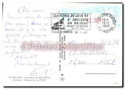 Gorges de la Frau — Ariège — Société des Cartes Postales APA-Poujoulat, n° 8 — Verso