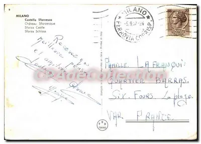 Milano - Pháo đài Sforzesco — nhà xuất bản không rõ, số series không nhìn thấy được — Mặt sau