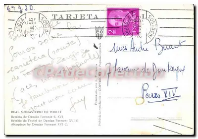 Retábulo de Damían Forment S. XVI — Real Mosteiro de Poblet — Editor CPAAdeCollection — Verso