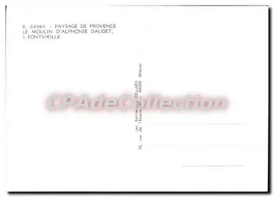 O Molino de Alphonse Daudet em Fontvieille — Paisagem da Provência — Edições Cellard, Bron (Rhone) — Verso