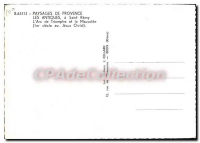Saint-Rémy — O Arco do Triunfo e o Mausoléu — Editor J. Cellard, Bron — Verso