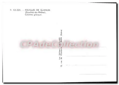 Escavações de Glanum — Coluna grega — Les Éditions de l'Économie, Bron (Rhône) — Verso
