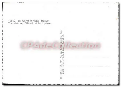 Le Grau d'Agde — Vista aérea, l'Hérault e os 2 faróis — Verso