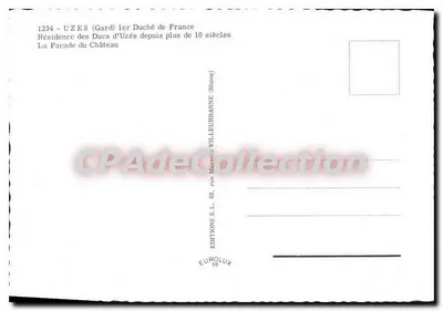 Uzès (Gard) — Castelo, fachada — Edições Eurolux — Verso