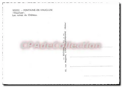Fontaine-de-Vaucluse — Las ruinas del Castillo — Ediciones Magenta, Lyon/Villeurbanne — Reverso