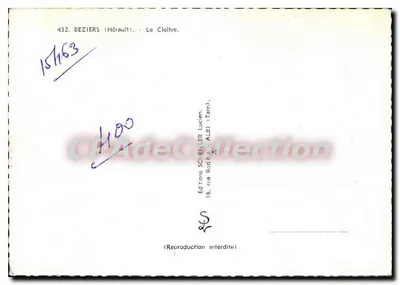 Beziers (Hérault) — O Claustro — Edições Scheitier Lucien — Verso