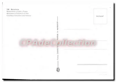 Barcelona — Denkmal für Columbus und Hafen — Verlag Gailgraf, Nr. 190 — Rückseite