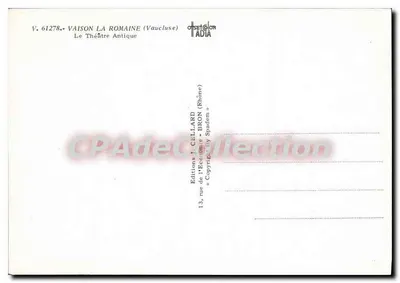 Vaison la Romaine — O Teatro Antigo — Éditions J. Cellard — Verso