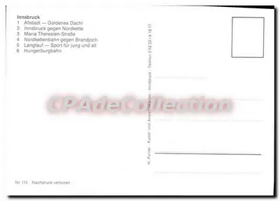Innsbruck — widok panoramiczny i zimowe aktywności — H. Purner, Nr 115 — Rewers