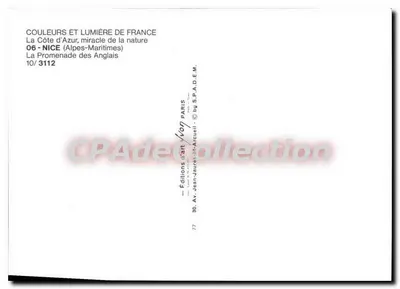 Nice - Promenade dos Ingleses — Edições Jean-Jaures-d'Arcueil, n°10/3112 — Verso