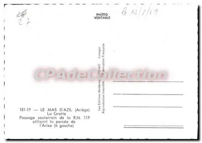Passagem subterrânea da R.N. 119 — A Gruta — Les Editions Moderne THIEOJAC — Verso