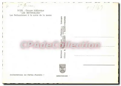 As Bethmalaisas ao saírem da missa — Grupo folclórico — Edições Modernas « Théojac » — Verso