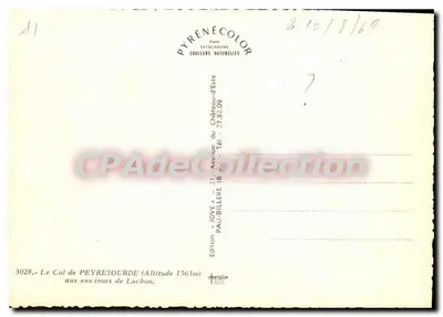 Przełęcz Peyresourde — w okolicach Lucbon — Wydawnictwo JOVE — Rewers